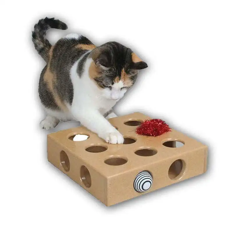 Cat Toy Pet Peek&ampPlay Box Cats Hide&ampSeek Scratching Funny Platform Kitty Puzzle Toys with Balls | Дом и сад