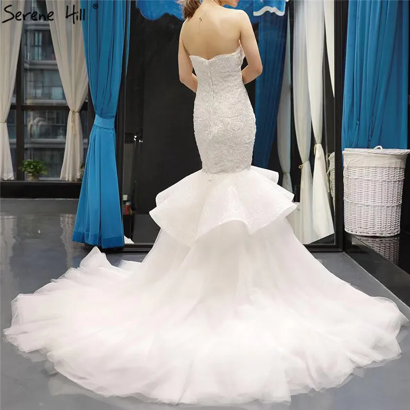 Белый цветы ручной работы свадебные платья русалки 2019 настоящая фотография пикантные без рукавов скромные свадебные одежды