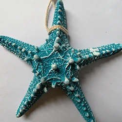 Средиземноморский стиль, украшение для дома, смола, пять пальцев, морская звезда, имитация, настоящая пятиугольная Морская звезда, украшение на стену - Цвет: Небесно-голубой