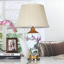 Спальня старинная настольная лампа Китай гостиная Настольная лампа для украшение для свадебного стола лампа керамический цветок и птица