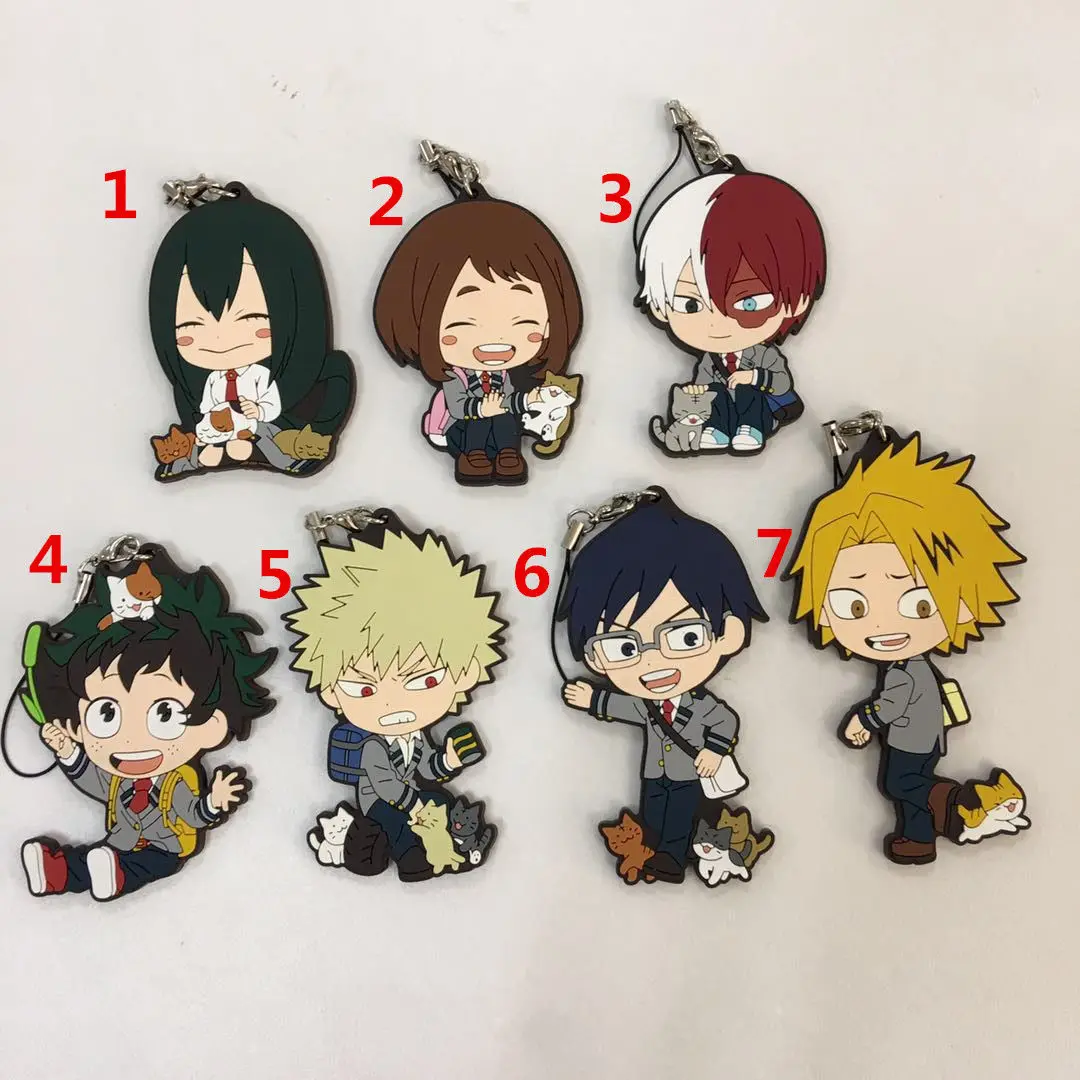 T972 Anime Boku no Hero Academia rubber Keychain Key Ring Straps Rare cosplay