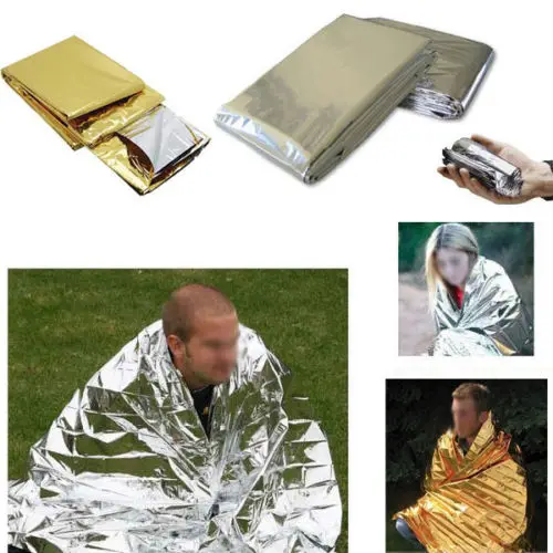 

outdoor emergent blanket lifesave treatment camp space foil first aid survive thermal warm heat dry rescue mylar kit bushcraft
