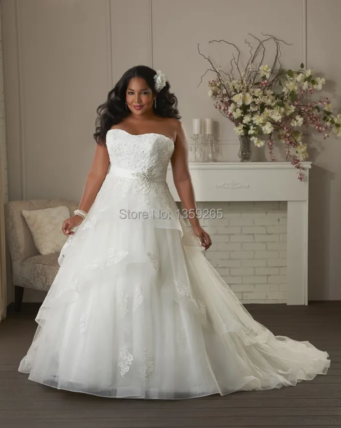 Free Shipping Plus Size Wedding Dresses Women Lace Bride Gowns