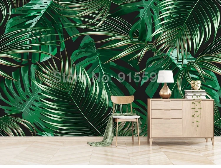 На заказ любой размер Зеленый Лист настенная обои для стен гостиная спальня задний план 3D фото обои Papel де Parede