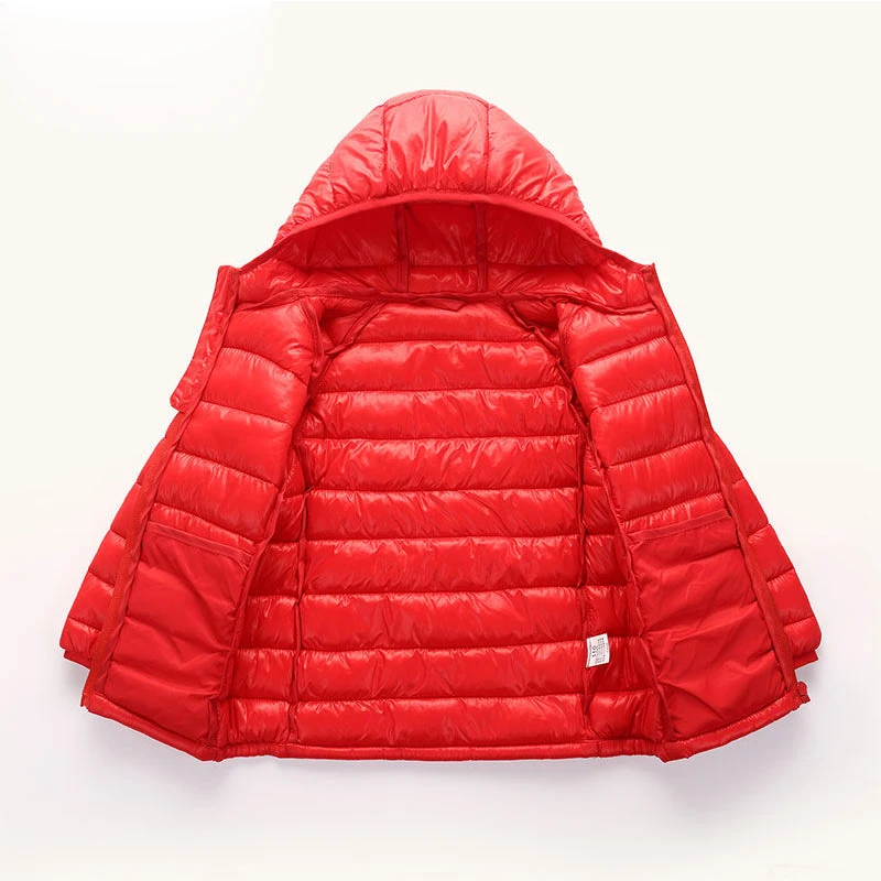 

INS hot boys and girls winter coat 4-13 years old Solid color light cotton coat hooded Simple and casual optional parka fashion