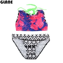 Сексуальная печати Высокая Талия бикини купальник Купальники для малышек Для женщин Пляжная одежда Винтаж купальный Костюмы повязки
