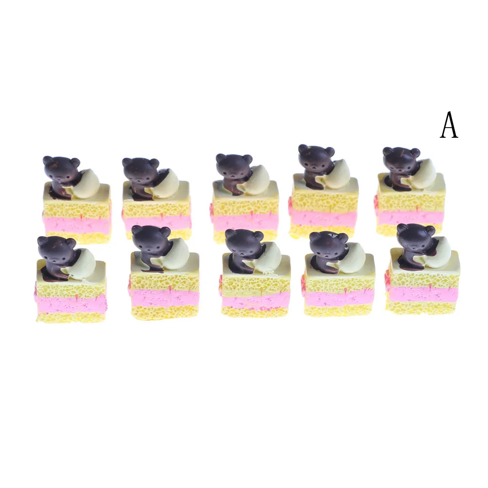 10 шт Миниатюрный Flatback Ремесло клубника поддельные торт смолы DIY кукольный домик 3 слоя кабошон украшения торта - Цвет: A