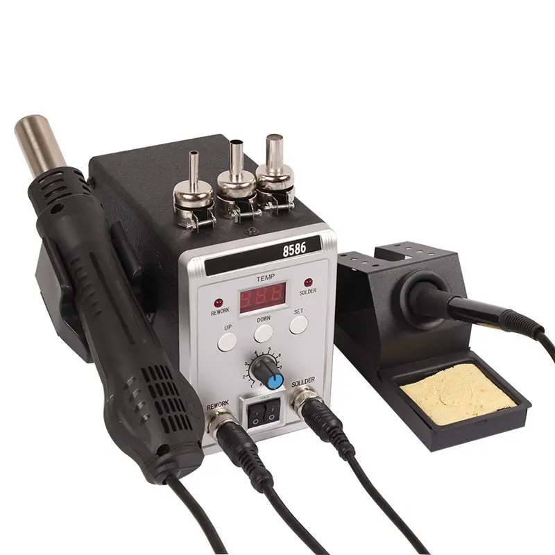

Black 8586 700W 220V 2 In 1 Smd Rework Soldering Station Hot Air Solder Iron With Welding Repair Tools
