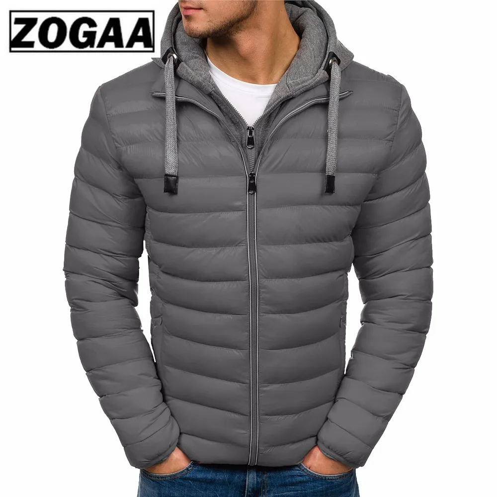 ZOGAA Men Jacket Coats Thicken Warm Winter Windproof Jackets Hooded Outwear Cotton-padded Jacket Zipper Hip Hop Cotton Hooded