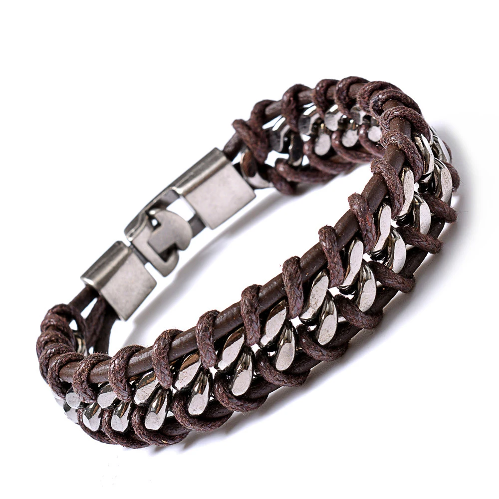 Buy Fashion Leather Bracelet Bangles For Mens, Brown