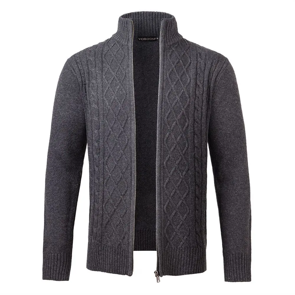 Voboom для мужчин свитер на молнии пальто зима весна серый полушерстяные трикотажная верхняя одежда мужской бойфренд пальто для пап 100