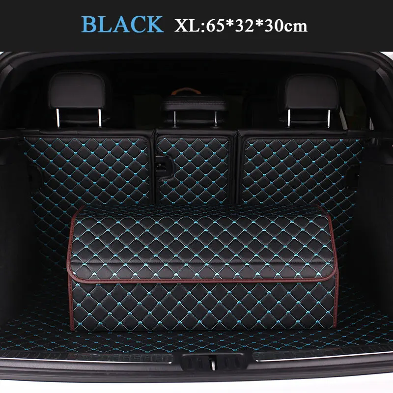 XLCar, органайзер для багажника, коробка для хранения, сумка для авто, для мусора, сумка для инструментов из искусственной кожи, складная, большая, для хранения груза, для укладки, для уборки, автомобильные аксессуары - Название цвета: Black blue XL