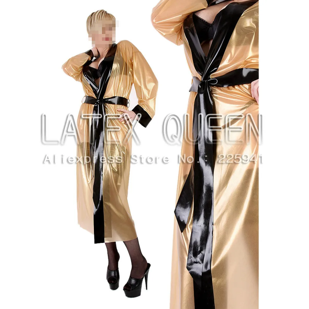 

top seller Women 's latex long coats rubber pajamas bathrobe in trasparent