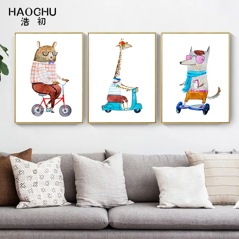 HAOCHU милый мультфильм Скейтбординг животное спальня стены искусства украшения