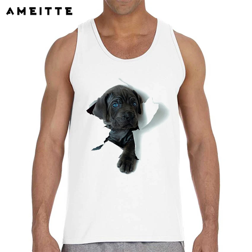 Funny Cute 3D Dog Design Tank Tops Men's Cool Animal Printed Sleeveless