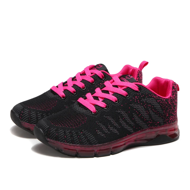 

Sneakers Women Shoes 2018 Designer Femme Footware Light Air Cushion Lady Flats Lace Up Low Heel Walking Shoes Black Pink Purple