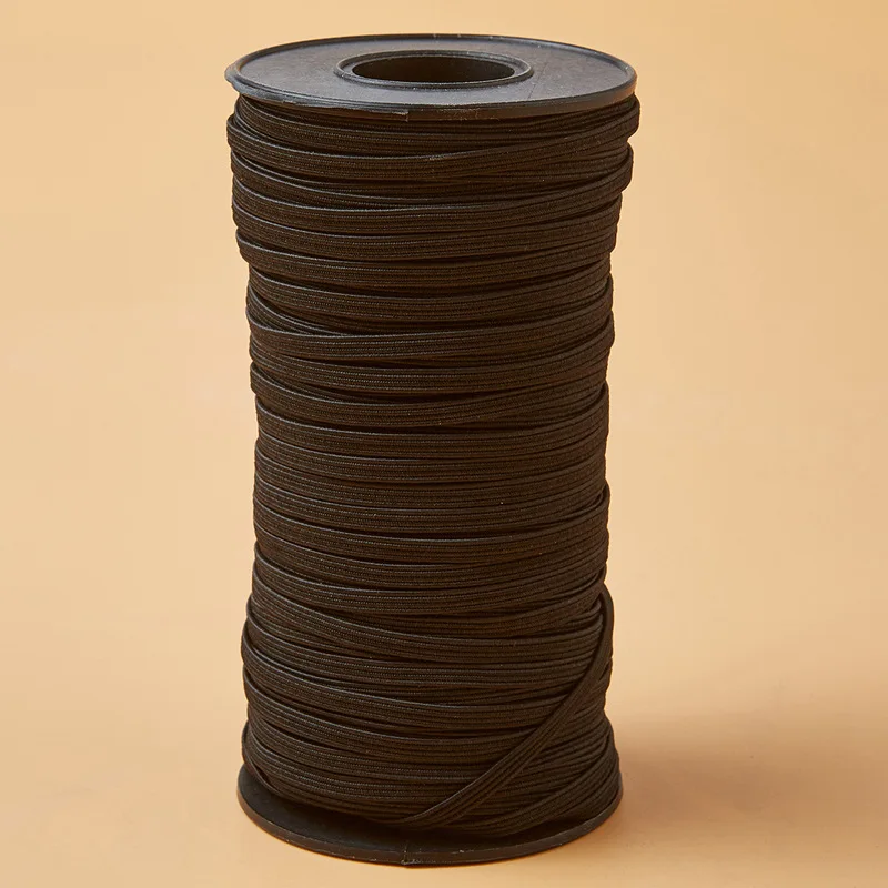 1/"(6 мм) белая черная эластичная лента высокого качества 1 рулон 90 метров, эластичная лента для шитья DIY материалы ручной работы Свадебная подарочная упаковка - Цвет: Black