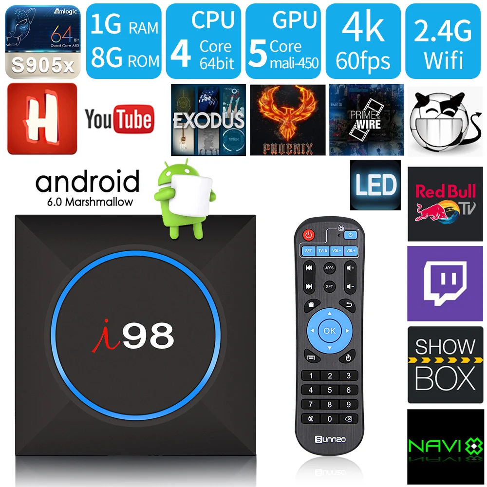 

IBOX Android 4.4 TV Box RK3128 Quad-core 8GB 2.4GHz WiFi H.265 PK X96 Smart tv Box media player 4k Support Wifi 3D Set Top Box