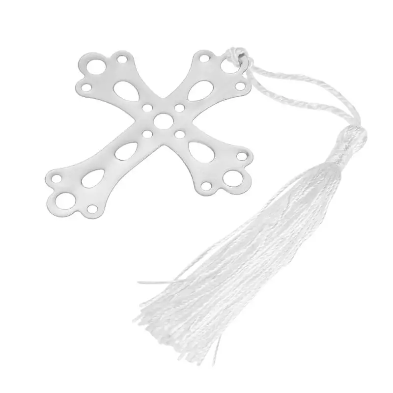 Metal Hollow Cross Bookmark Marcapaginas Tassels Page Book Maker Wedding Birthday Gift with Box Office School