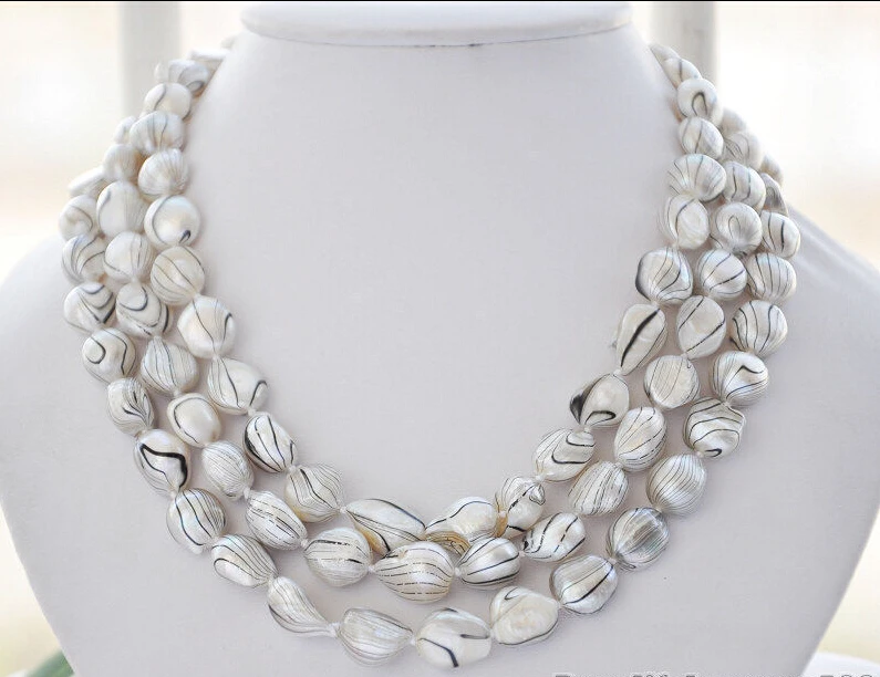 

Free shipping >>>>>Z5957 3strands 15mm gray baroque freshwater pearl necklace 17inch