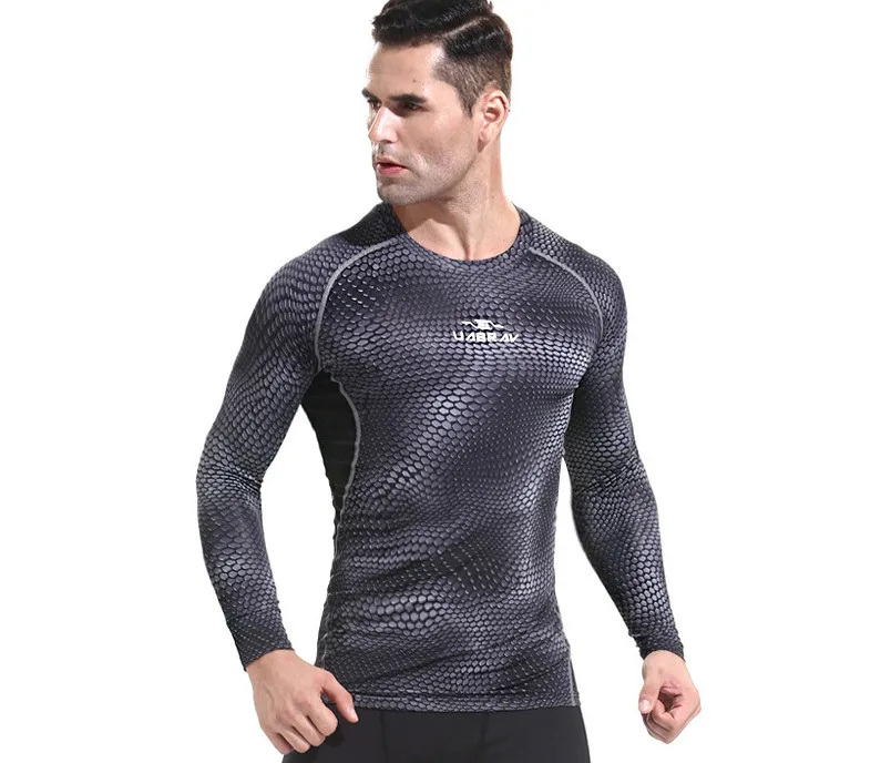 

Men Sport Fitness Bodybuilding Gym T-shirt Men Compression Tights Running Basketball Crossfit Under Tee Tops