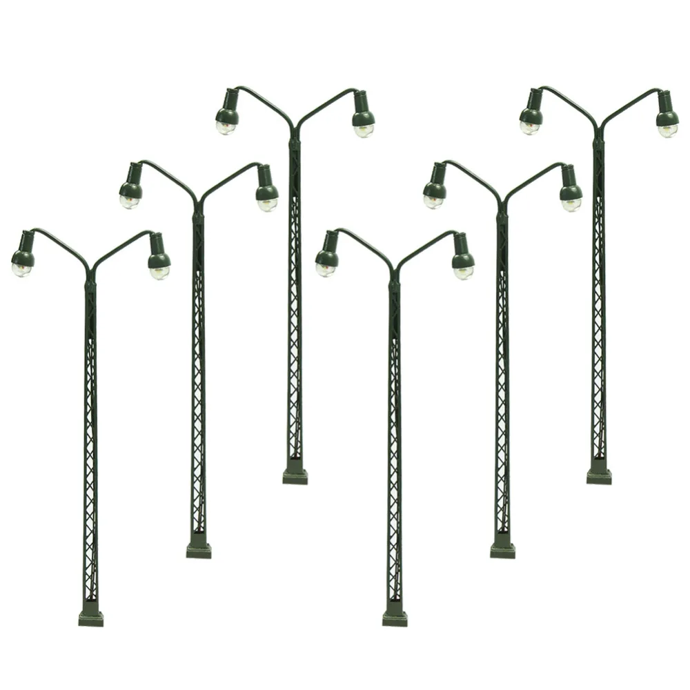 

6pcs Model Railway operating lights Lattice Mast lamp Track LED light HO /TT/ N Scale 12v fairy garden accessories LQS41-43