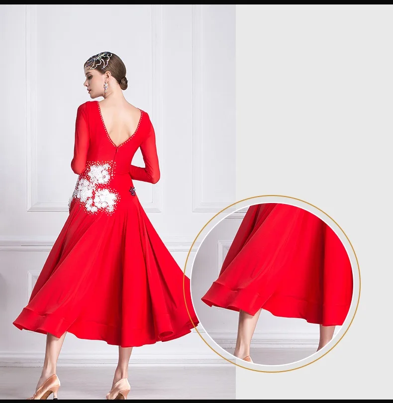 Женское бальное платье стандартное праздничное платье танцевальные костюмы фламенко красное испанское платье светящаяся одежда, костюмы для танцев Вальс платье