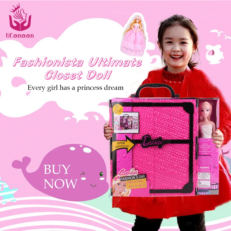 UCanaan أزياء النهائي خزانة دمية أزياء الأميرة لعب مع الملابس اللباس خزانة دمية طقم هدايا للأطفال
