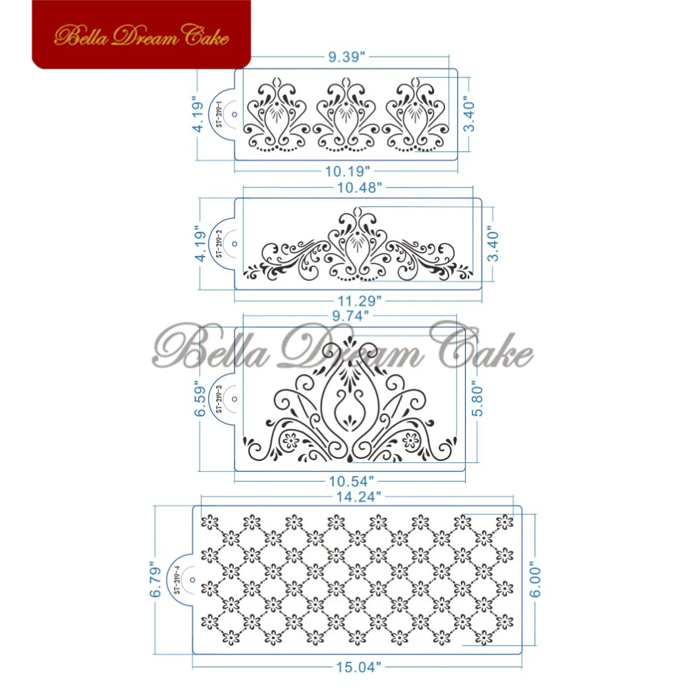 Принцесса кружева торт трафарет набор, Торт Ремесло трафареты, торт границы трафареты набор, украшения торт трафарет, помадка DecotrationST-219
