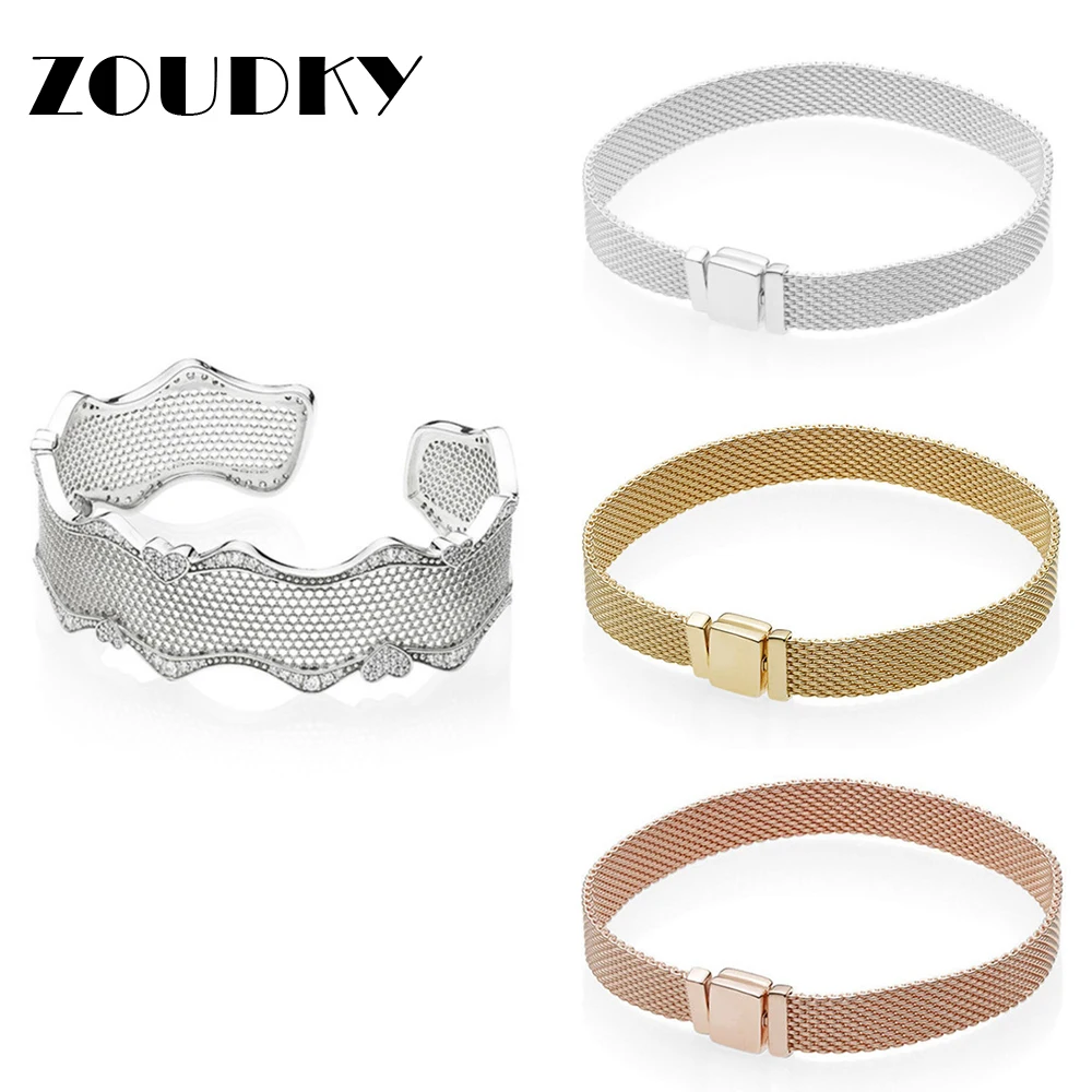 

2018 New 100% 925 Sterling Silver Reflexions Bracelet Silver Gold Fit European Original Charm Fashion Women DIY Jewelry Gift