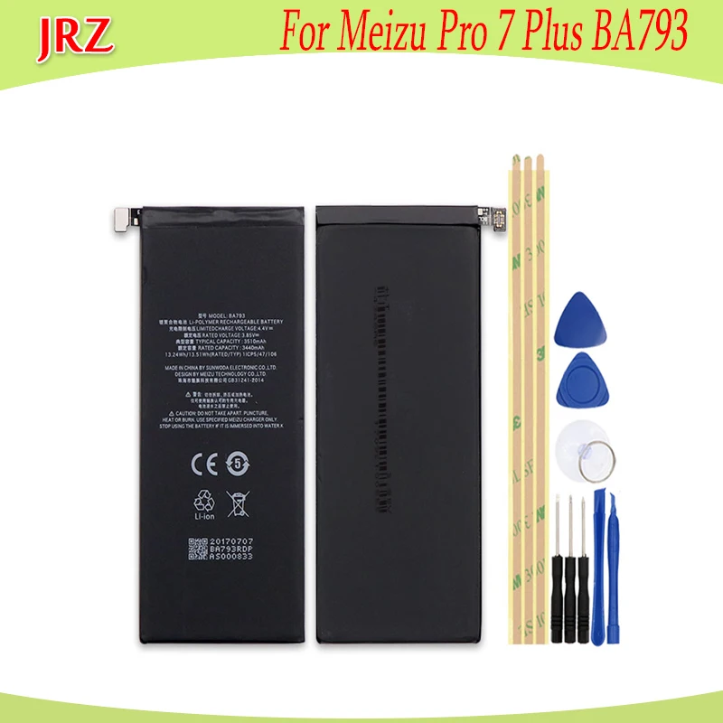 

JRZ 3510mAh High Capacity battery For Meizu Pro 7 Plus BA793 phone Replacement Batteries with Tools