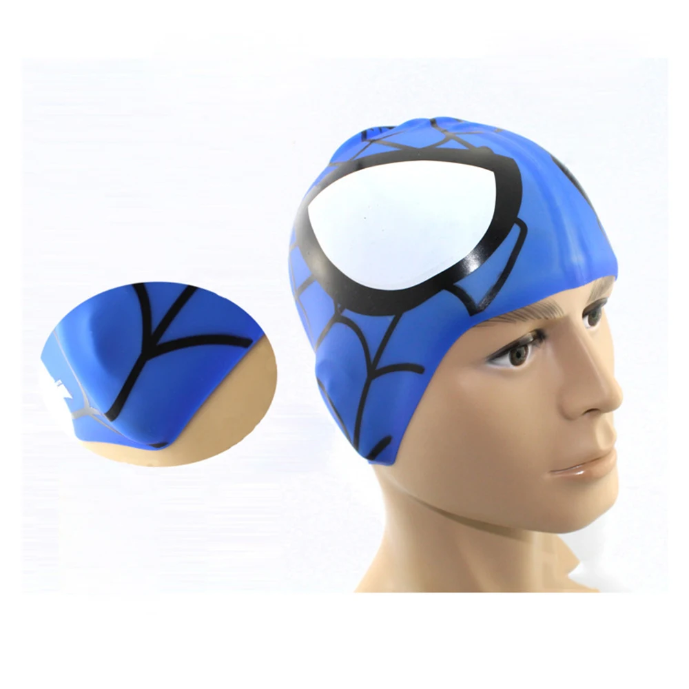 

Cartoon Children's Swim Cap Silicone Spiderman Shower Cap Swimming Pool Protection Hair Ears