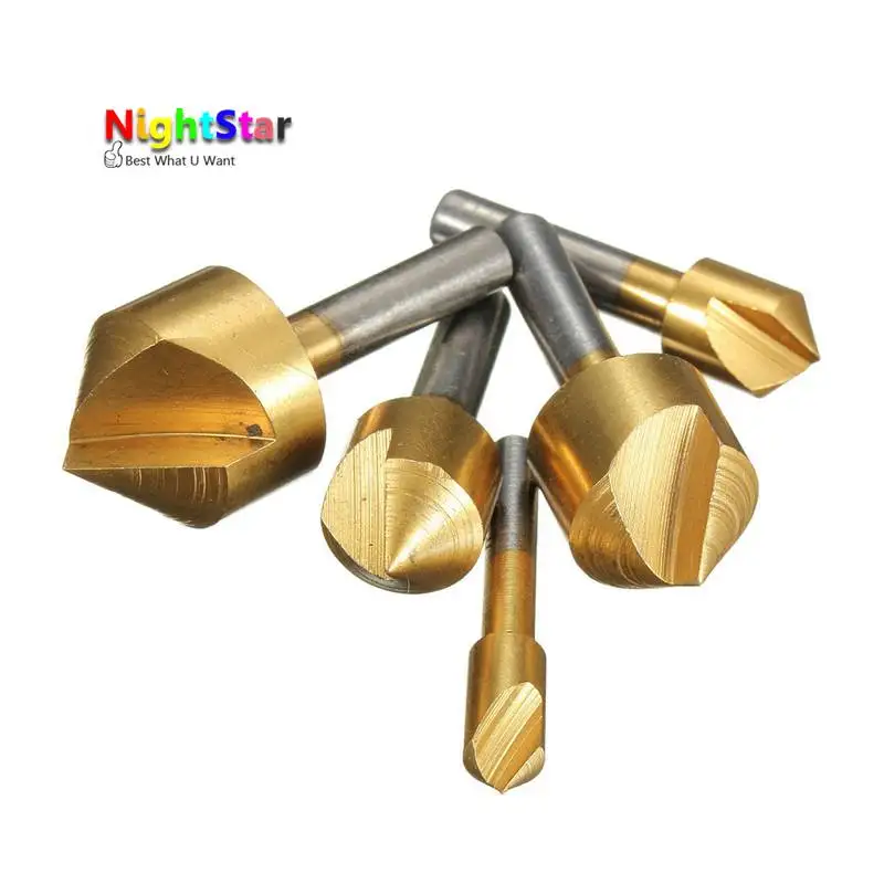 5pcs Metric 6 10 13 16 19MM Titanium Drill Press Countersink Boring Bit