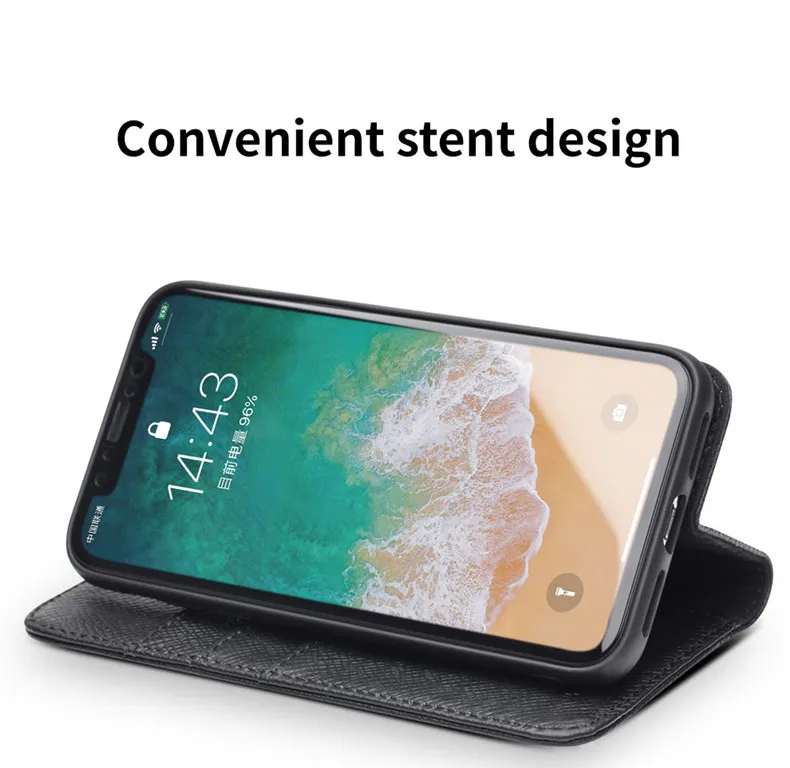 clear phone cases QIALINO Genuine Leather Bìa cho iPhone X Khe Cắm Thẻ Lật Thông Minh ngủ wakeup hấp phụ Từ Trường Hợp đối với iPhoneX 5.8 inc pela cases