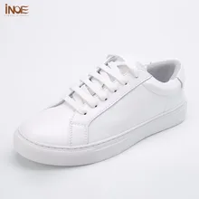 INOE 2017 new fashion style mans spring autumn casual shoes for men genuine cow leather sneakers white loafers driving car shoes