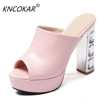 

Sandals Sexy Thick High Heels Slippers Peep Toe Fashion Platform Women Summer Shoes Summer Woman Flip Flops sy