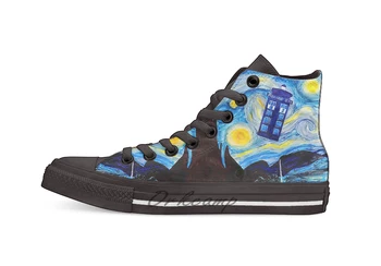 

Interpretation of Dr. Who Tardis on Starry Night Novelty Design Casual Canvas Shoes Custom shoes Drop Shipping