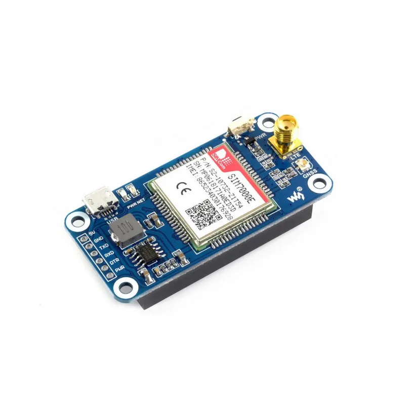 Шапка NB-IoT/eMTC/EDGE/GPRS/GNSS для Raspberry Pi на основе SIM7000E совместима с Raspberry Pi 3 Model B+/Модель B/Zero/W