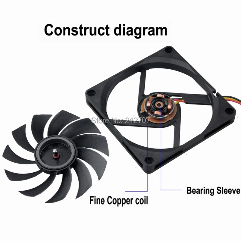 80mm 12v fan 3pin 7