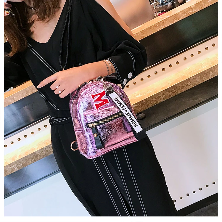 Новое летнее серебряное Золотое розовое рюкзак женская сумка для девочек кожаный голографический рюкзак школьные сумки для девочек-подростков Z221