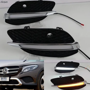 

CSCSNL 2PCS 12V ABS LED DRL Daytime Running Lights With Yellow Turnning Signal Function For Mercedes Benz GLC X205 2015 2016