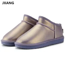 JXANG/женские зимние ботинки в классическом австралийском стиле; зимние теплые водонепроницаемые ботильоны из натуральной кожи высокого качества; большие размеры