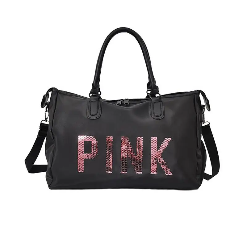 0 : Buy 2018 Sequins PINK Letter Print Women Gym Bag Fitness Travel Handbag Outdoor ...