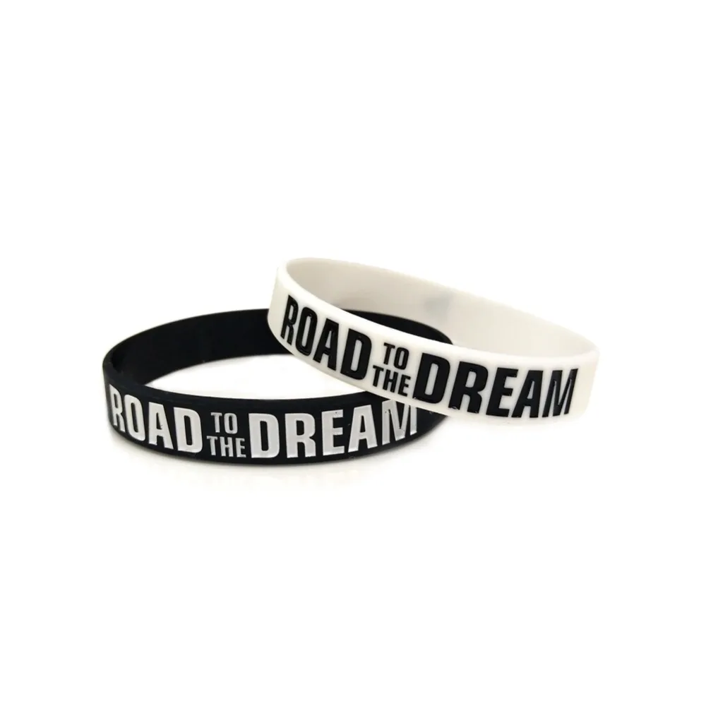 

"Road to the Dream""never give up"Motivational Bracelets Silicone Rubber Band Elastic Inspirational Bracelets Gifts