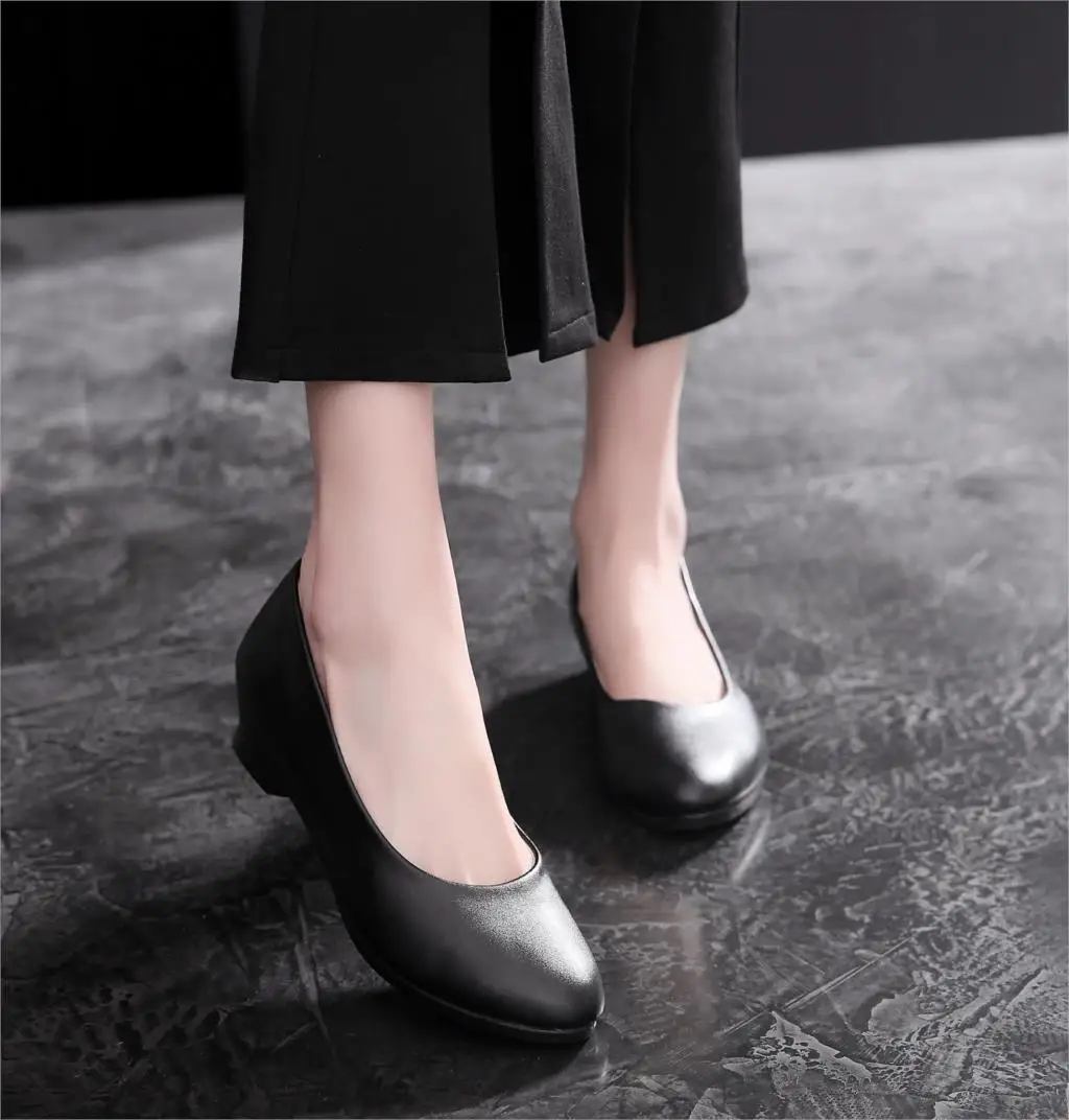 Women Ballet Shoes Black Women Wedges Casual PU leather Shoes Office Work Boat Shoes Cloth Sweet Loafers Womens Classics Shoes