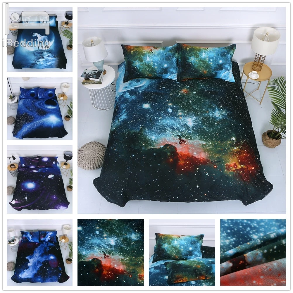 

5Styles Galaxy Starry Sky Unicorn 3D Bedding Sets Printed Duvet Cover Set Queen King Twin Size