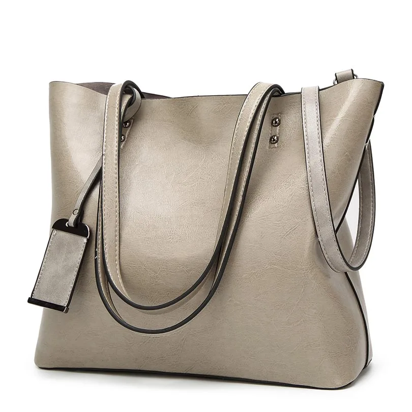 European And American Style Top Handle Bags Retro Oil Leather Large Capacity Shoulder Bag Designer Handbags
