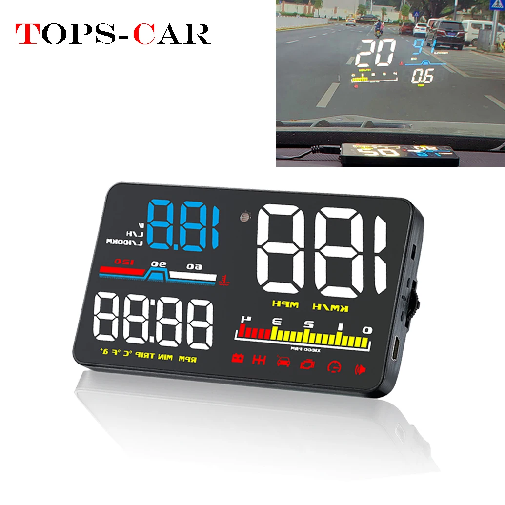 

GEYIREN Car HUD D5000 OBD2 Head Up Display Digital Speedometer Windshield Projector Overspeed RPM Water Temperature Alarm