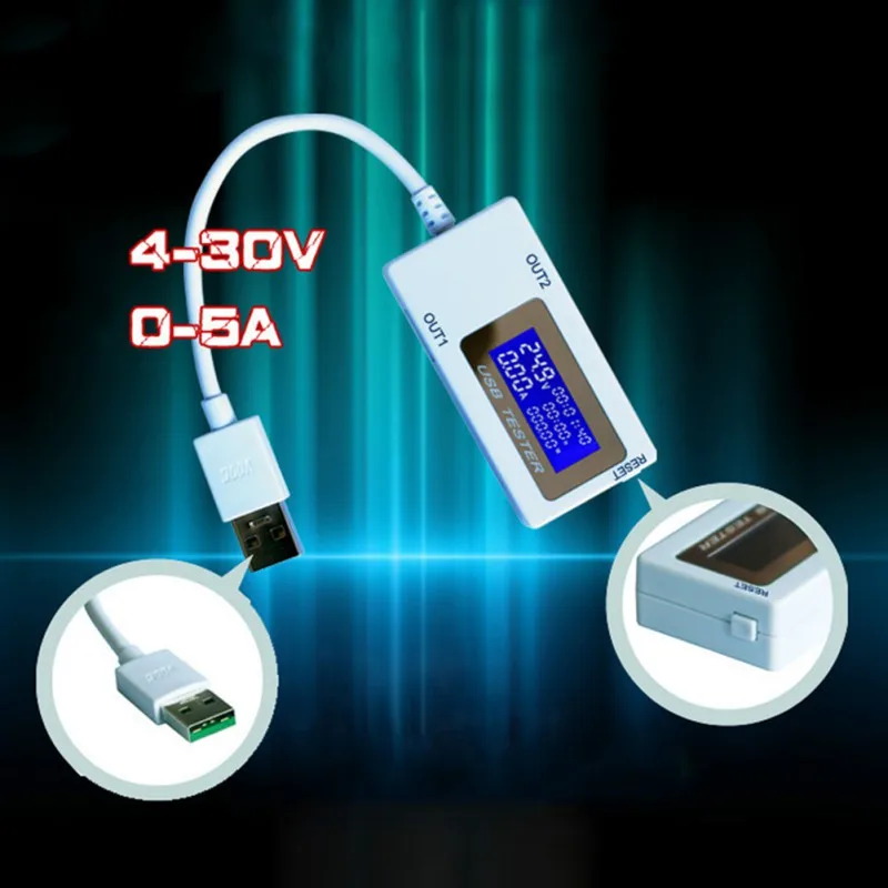 Dual USB Current Voltage Tester USB Ammeter Charging Tester Monitor USB