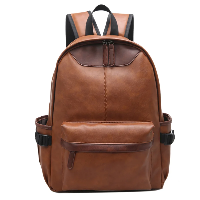 Men Business Casual Backpacks for School Travel Bag PU Leather Women's
